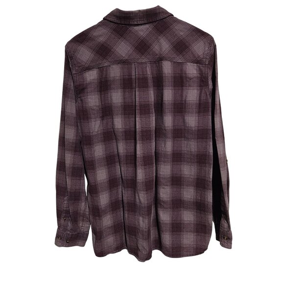 Carhartt Plaid Button Front Shirt Womens Size Large Purple Roll Tab Sleeve - Picture 2 of 7